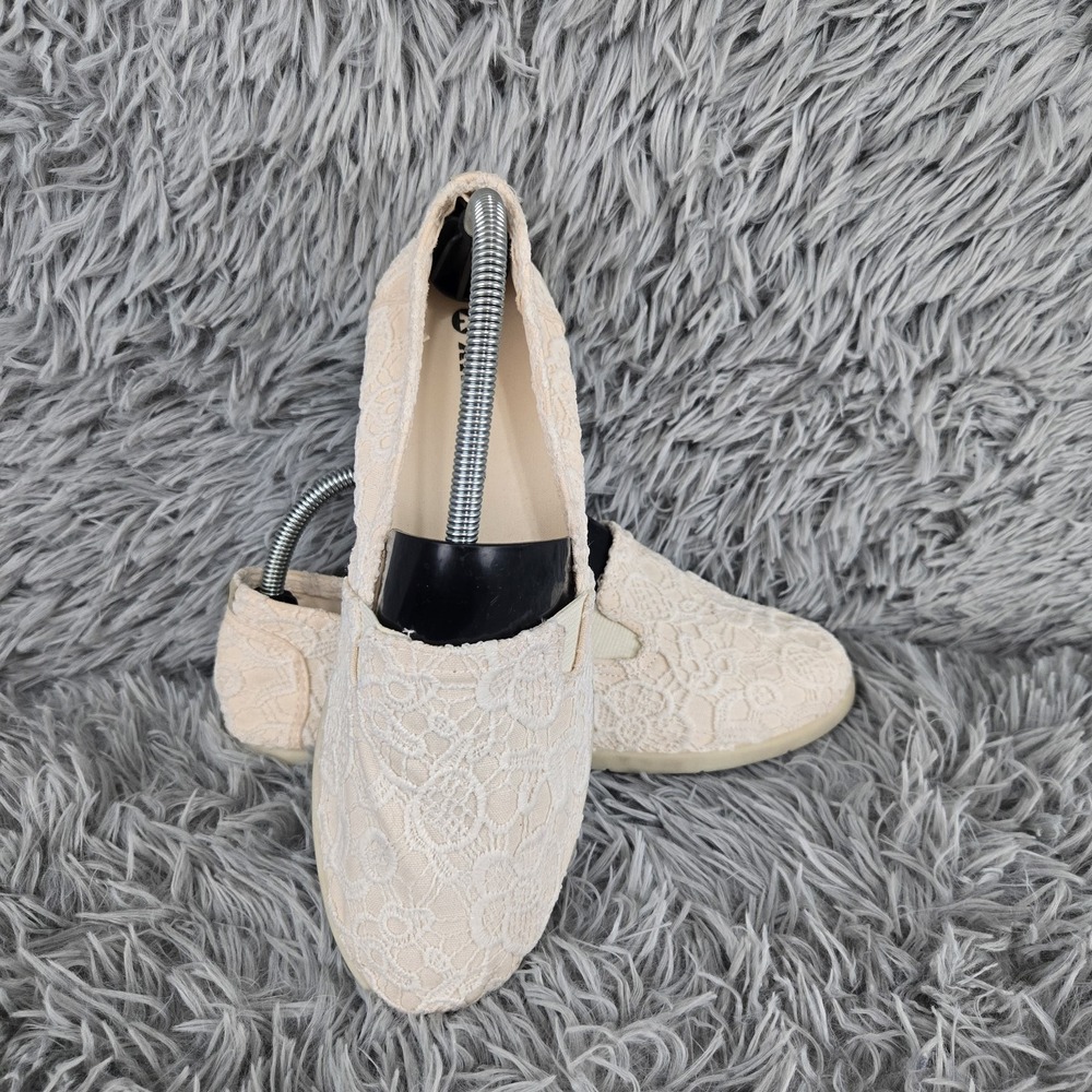 Airwalk Womens 9 Cream Floral Crochet Lace Slip On Alpargata Flats